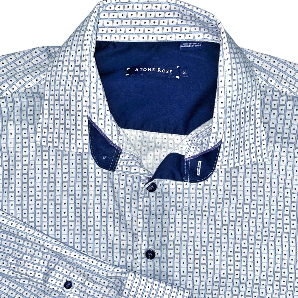 STONE ROSE ☆ Playing Cards Print Long Sleeve Button Up Shirt - Picture 1 of 7